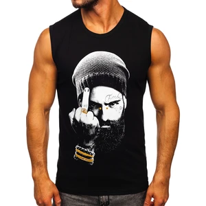 Maiou negru tank top cu imprimeu Bolf 14812