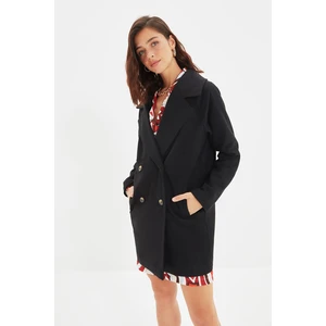 Trendyol Black Oversize Buttoned Closed Stamp Coat