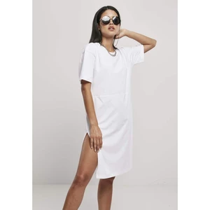 Ladies Organic Oversized Slit Tee Dress White