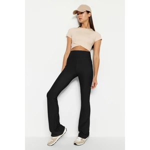 Trendyol Black Gatherer and Ribbed Sports Yoga Pants