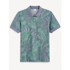 Celio Polo tričko Cepalm s listy - Pánské