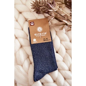 Women's Socks with shiny thread navy blue