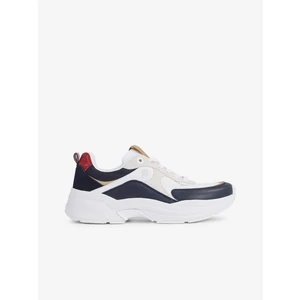 Dark Blue and White Women's Leather Sneakers Tommy Hilfiger Elevated Chunky - Ladies