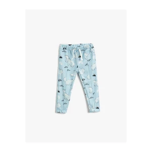 Koton Soft Textured Polar Bear Printed Jogger Sweatpants With Pockets Tie Waist.