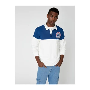 Koton College Printed Sweatshirt Polo Neck