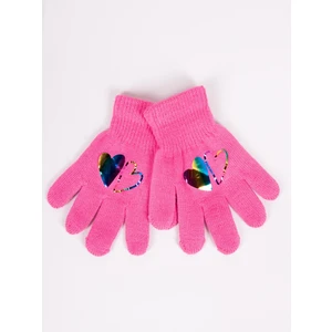 Yoclub Kids's Girls' Five-Finger Gloves With Hologram RED-0068G-AA50-005