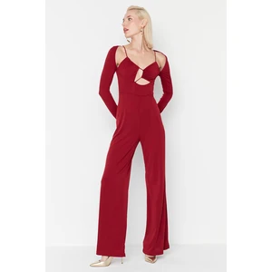 Trendyol Claret Red Asymmetric Collar Detailed Jumpsuit