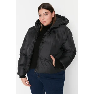 Trendyol Curve Black Hooded Inflatable Coat