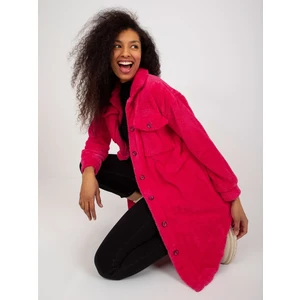 Fuchsia long fur shirt with pockets from RUE PARIS