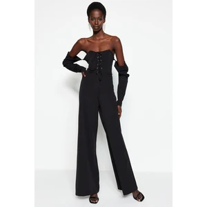 Trendyol Black Woven Piping Jumpsuit