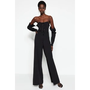 Trendyol Black Woven Piping Jumpsuit