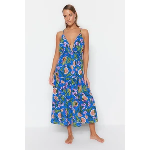 Trendyol Floral Patterned Maxi Tie Bound Beach Dress