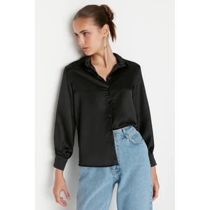 Trendyol Black Basic Woven Satin Shirt