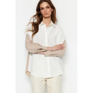 Trendyol Two-tone Ecru Boyfriend Woven Shirt