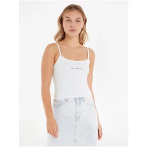 White Women's Top Tommy Jeans TJW BBY Color Linear Strap Top - Women