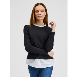 Orsay Black Ladies Sweater with Shirt Inset - Women