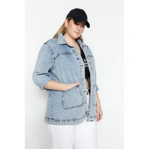 Trendyol Curve Light Blue Pocket Boyfriend Denim Jacket