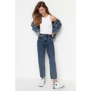 Trendyol Blue Washed Effect High Waist Mom Jeans