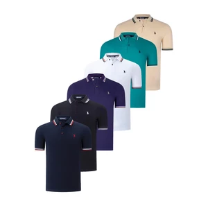 SIX SET T8594 DEWBERRY MENS T-SHIRT-BLACK-WHITE-NAVY-BLUE-BEIGE-PURPLE-GREEN