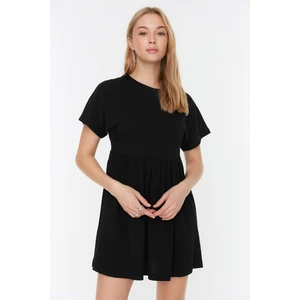 Trendyol Black Ruffle Detailed Petite Knitted Dress