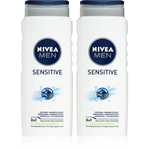 Nivea Men Sensitive sprchový gel na tělo a vlasy 2 x 500 ml (výhodné balení)