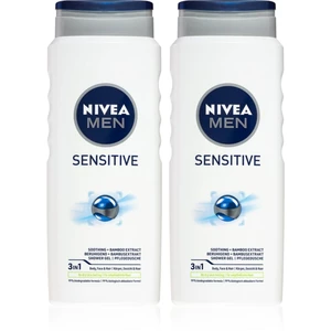 Nivea Men Sensitive sprchový gél na telo a vlasy 2 x 500 ml (výhodné balenie)