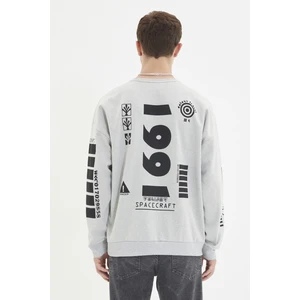 Trendyol Gray Men's Printed Oversize Fit Sweatshirt