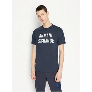 Tmavě modré pánské tričko Armani Exchange - Pánské