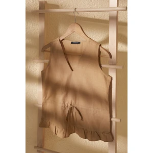 Trendyol Beige Tie Detailed V-Neck Blouse