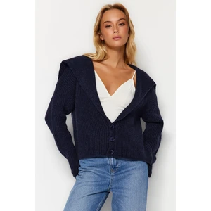 Trendyol Navy Blue Soft Textured Crew Neck Knitwear Cardigan