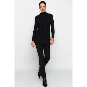 Trendyol Black Rib Detail Knitted Blouse-Pants Bottom-Top Set