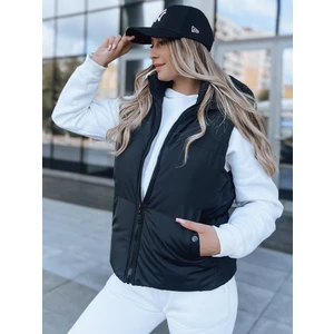 Women's quilted vest with hood POPLAR black Dstreet