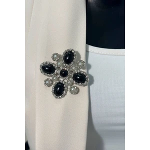 Flower brooch 2 Silver + Black