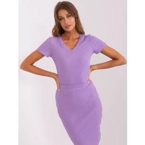 Basic light purple ribbed cotton blouse