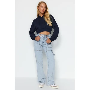 Trendyol Blue Pocket Detailed High Waist Wide Leg Jeans