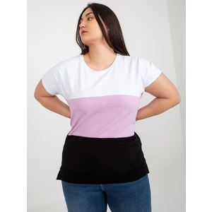 White and purple blouse plus size without fastening