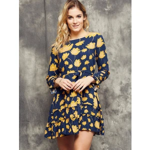 Cocomore Boutiqe floral dress tied at the waist navy blue