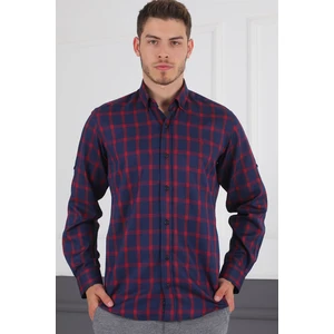 G717 DERBERRY MEN'S SHIRT-LACİVERT- BURGUNDY