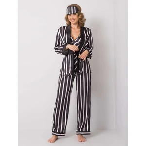 Black women's night set with a striped pattern