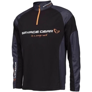 Savage Gear Maglietta Tournament Gear Shirt 1/2 Zip Black Ink M