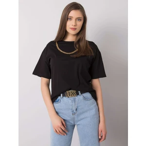 Black cotton t-shirt Donna RUE PARIS