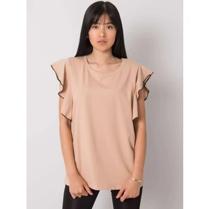 Beige blouse with decorative sleeves