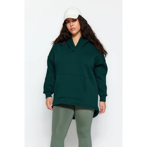 Trendyol Curve Emerald Green Thick Fleece Inside Oversize Knitted Sweatshirt