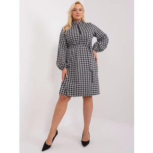 Grey and black elegant dress size houndstooth