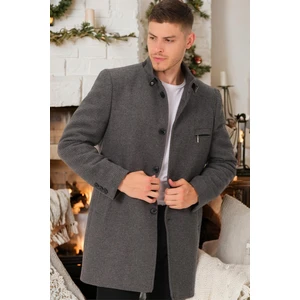 PLT8367 DEWBERRY MEN'S COAT-PLAIN LIGHT GREY