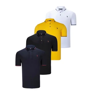 QUADRUPLE SET T8586 DEWBERRY MEN'S T-SHIRT-BLACK-WHITE-NAVY-YELLOW