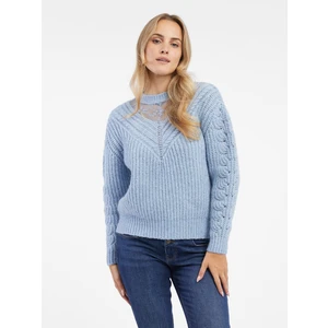 Orsay Light Blue Women's Sweater with Lace - Women