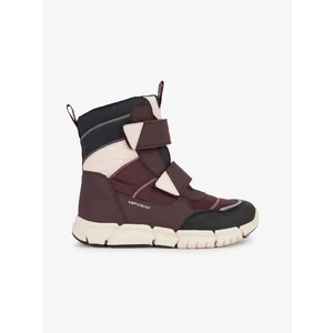 Burgundy Girls' Winter Ankle Boots Geox Flexyper - Girls