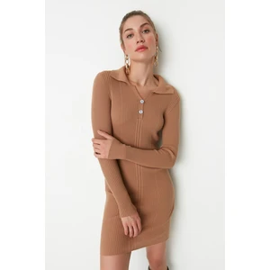 Trendyol Camel Polo Neck Sweater Dress