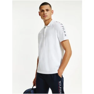 Bílé pánské polo tričko s nápisem Tommy Hilfiger - Pánské